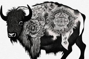 Bison in hourglass tattoo idea