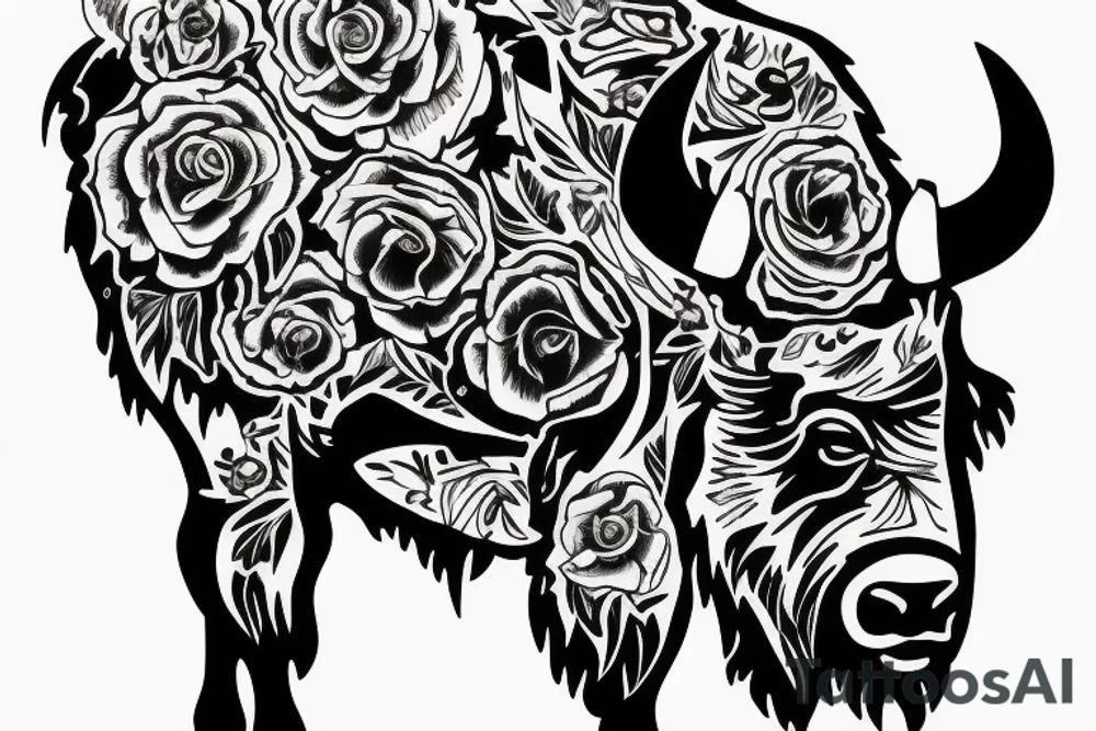 Bison inside hourglass tattoo idea