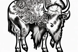 Bison inside hourglass tattoo idea