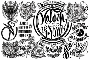 Cross tattoo using Matthew 6:33 and Romans 8:28. In cursive font. tattoo idea