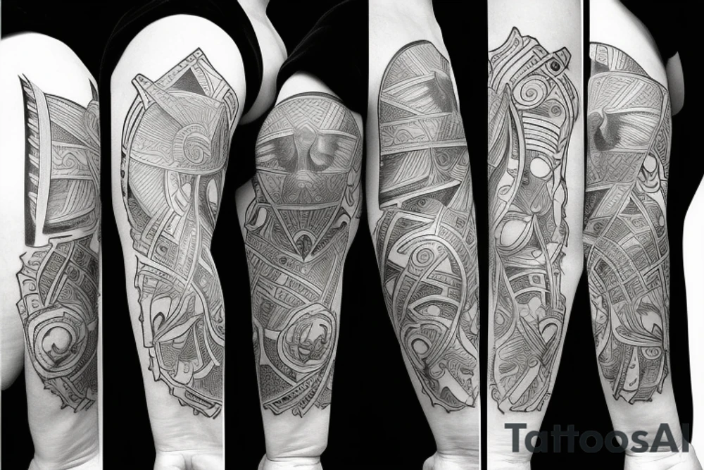 Bison inside hourglass tattoo idea