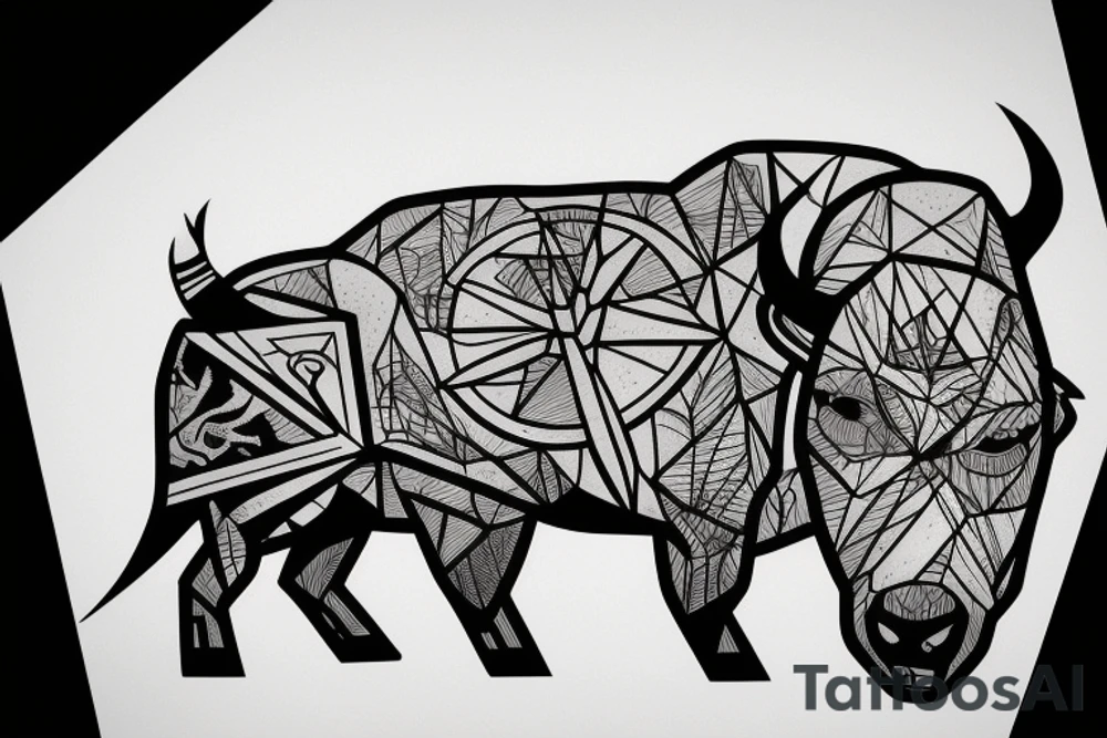 Bison inside hourglass tattoo idea
