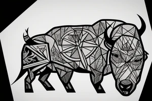 Bison inside hourglass tattoo idea