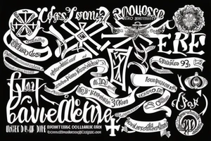 Cross tattoo using Matthew 6:33 and Romans 8:28. tattoo idea