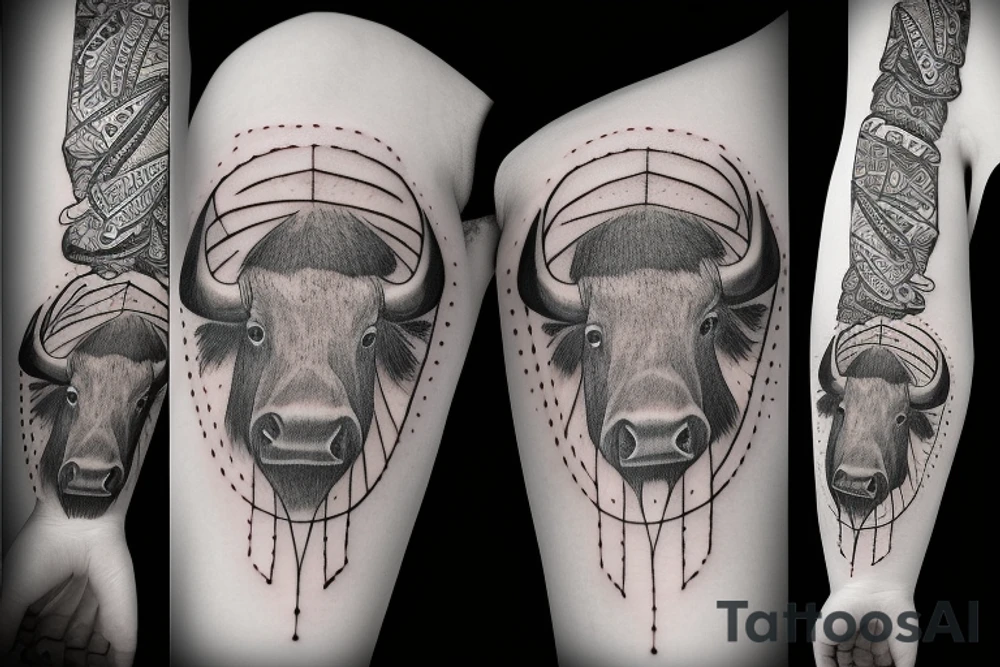 Hourglass with bison tattoo idea