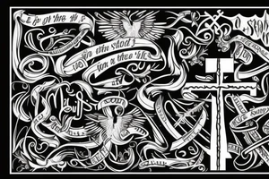 Cross tattoo. Written with scriptures Matthew 6:33 and Romans 8:28. tattoo idea