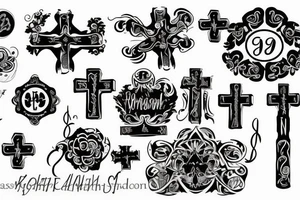 Cross tattoo. Written with scriptures Matthew 6:33 and Romans 8:28. tattoo idea