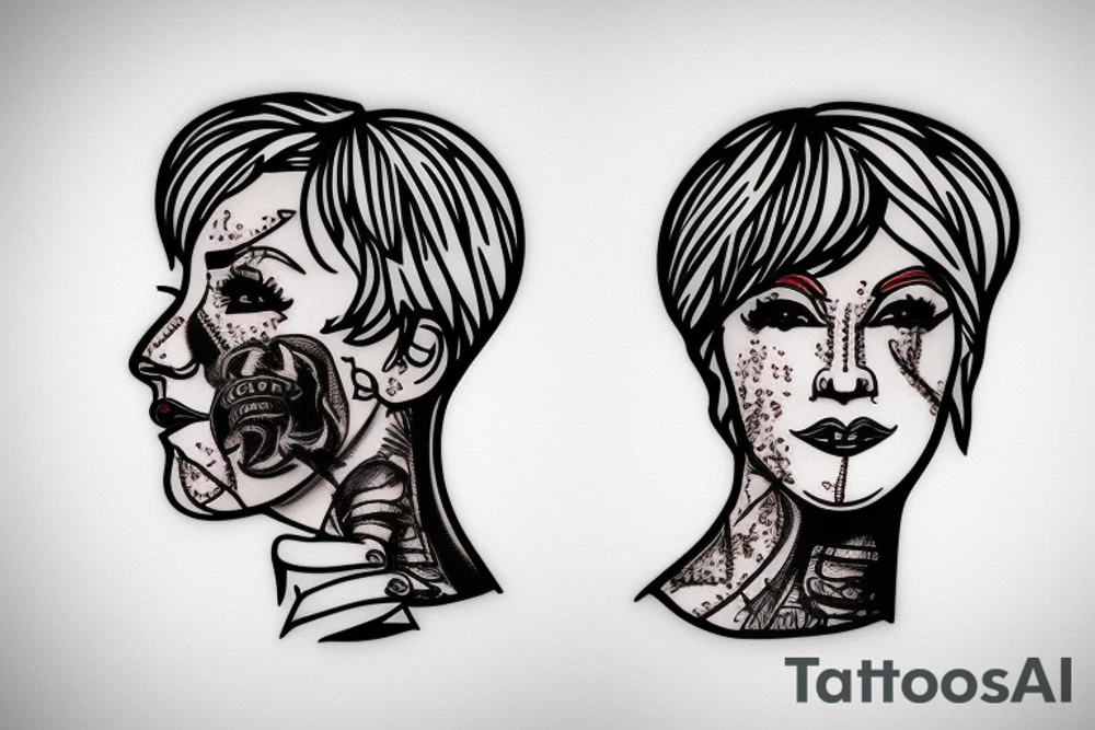 Wine glas head tattoo idea