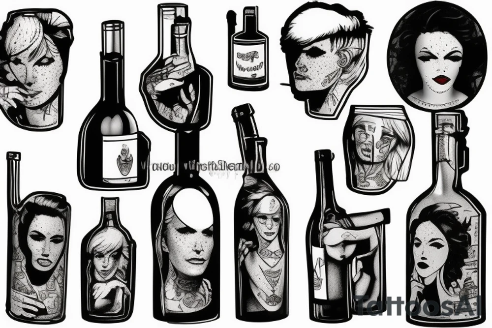 Wine glas head tattoo idea
