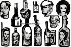Wine glas head tattoo idea