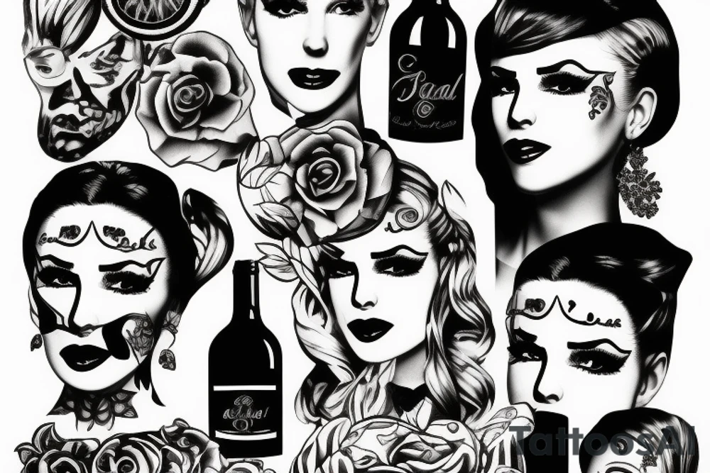 Wine Glas on a head tattoo idea