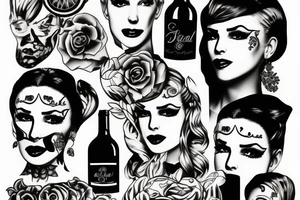Wine Glas on a head tattoo idea