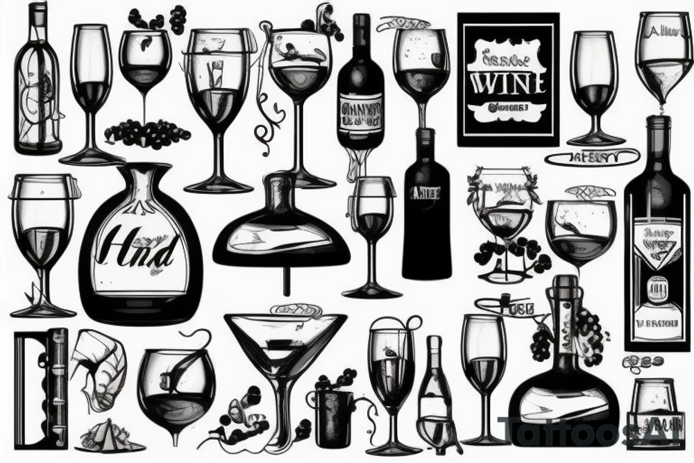 Wine Glas on a head tattoo idea