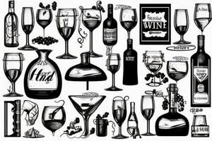 Wine Glas on a head tattoo idea