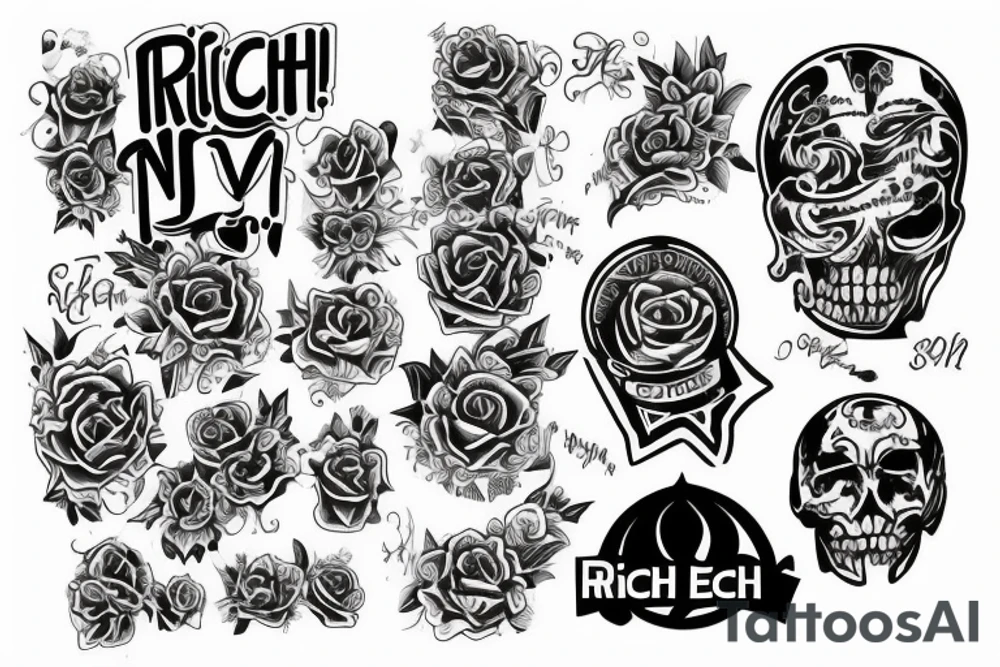 Text that says „Rich forever“ tattoo idea