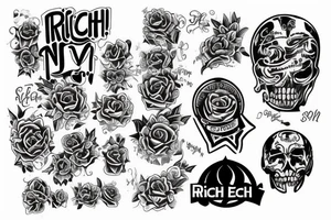 Text that says „Rich forever“ tattoo idea
