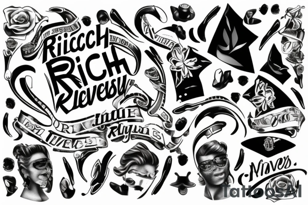 Text that says „Rich forever“ tattoo idea