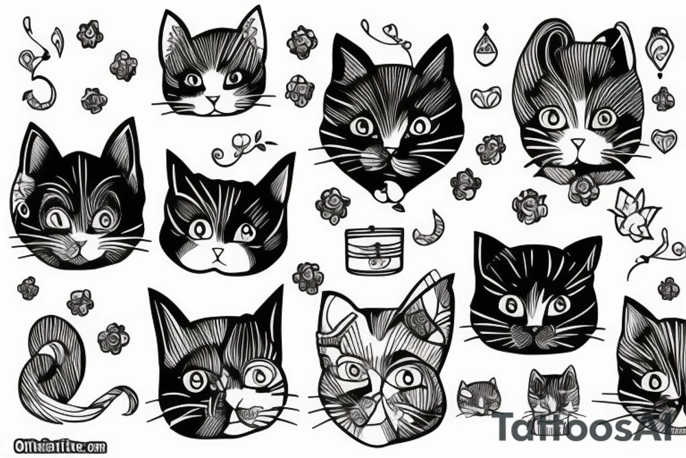 cat with woman tattoo idea
