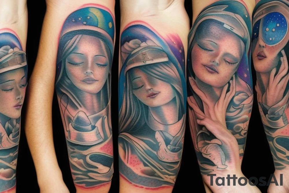 Girl in space tattoo idea