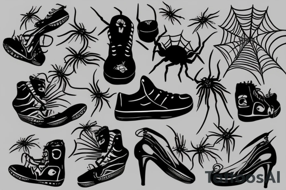 spider with shoes tattoo idea