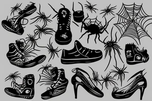 spider with shoes tattoo idea