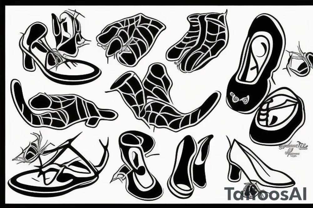 spider with shoes tattoo idea