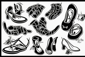 spider with shoes tattoo idea