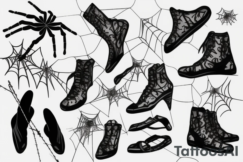 spider with shoes tattoo idea
