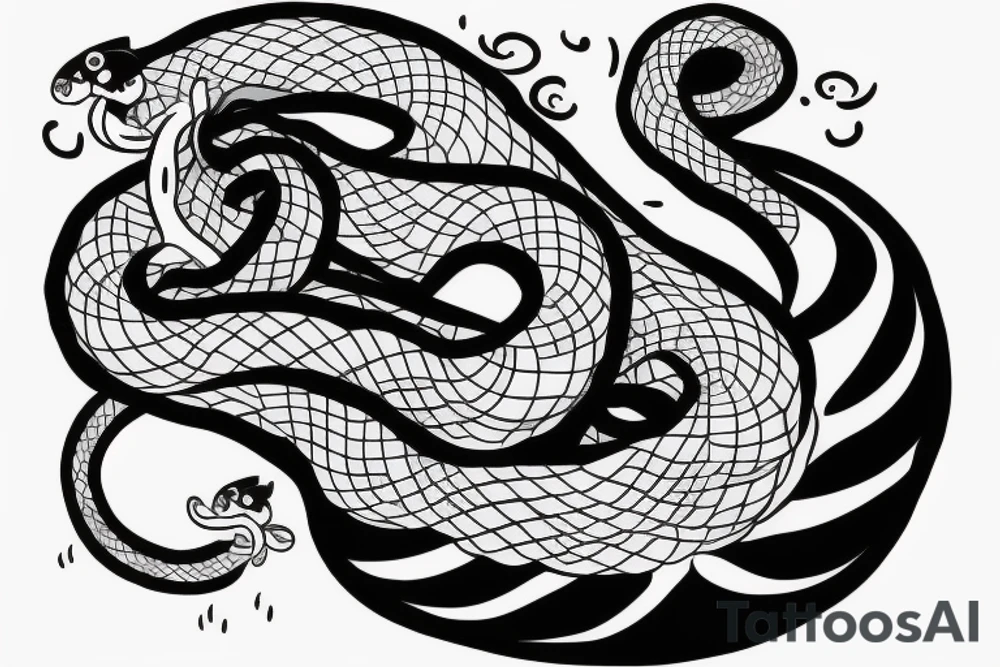 little guy riding on a snake as it's swimming tattoo idea little guy riding on a snake as it's swimming tattoo idea