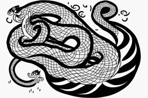 little guy riding on a snake as it's swimming tattoo idea
