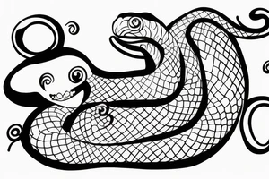 little guy riding on a snake as it's swimming tattoo idea