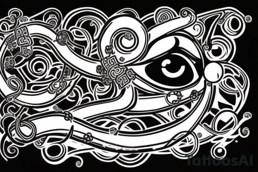snake with sasuke curse mark and an eye with rinnegan tattoo idea