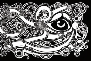 snake with sasuke curse mark and an eye with rinnegan tattoo idea