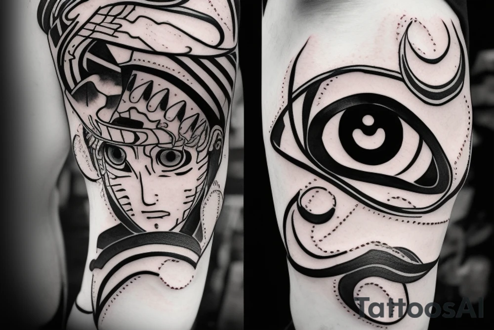 snake with sasuke curse mark and an eye with rinnegan tattoo idea