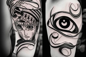 snake with sasuke curse mark and an eye with rinnegan tattoo idea