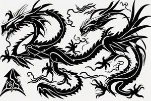 dragon with thunder in background tattoo idea