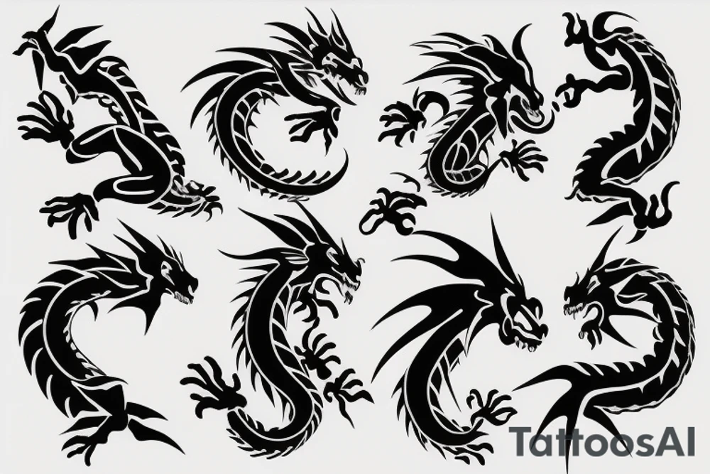 dragon with thunder in background tattoo idea