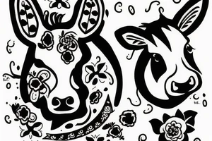 Cow folk art tattoo idea