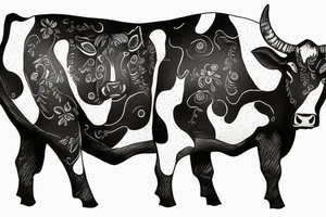 Cow folk art tattoo idea
