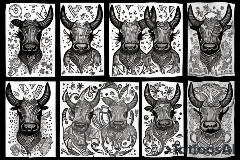 Cow folk art tattoo idea