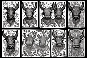 Cow folk art tattoo idea