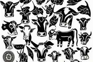 Cow folk art tattoo idea