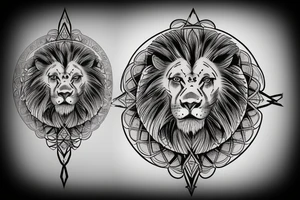 lion cross clock bullet tattoo idea