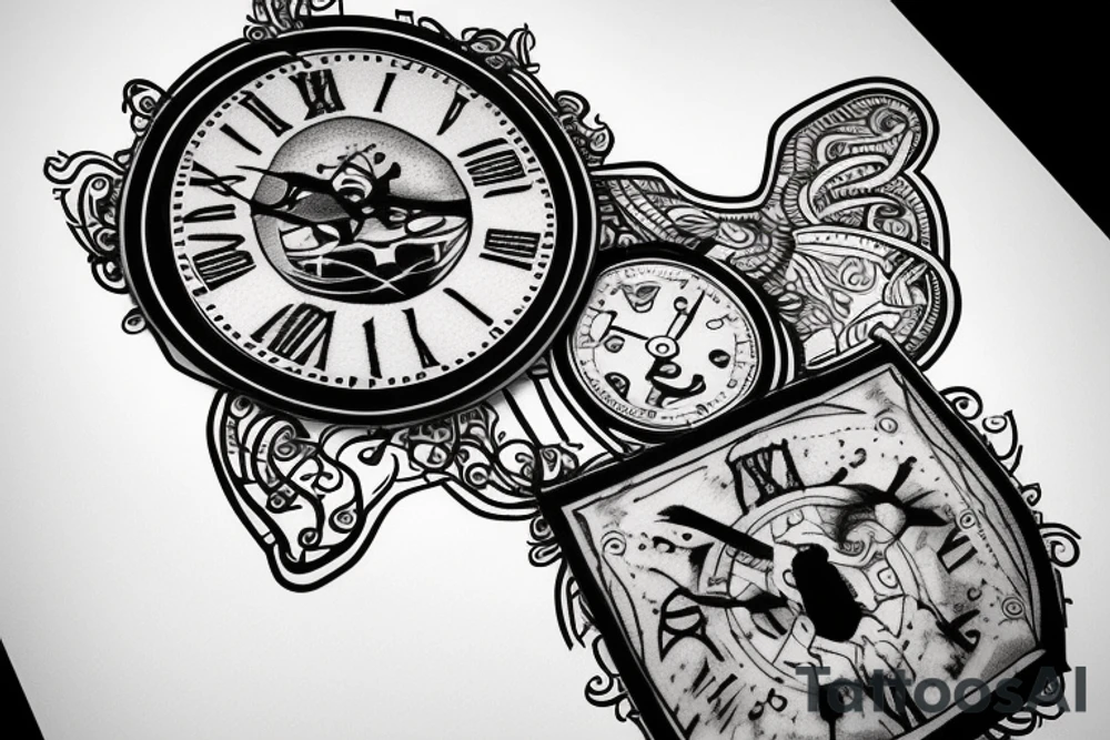 lion cross clock bullet tattoo idea