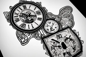 lion cross clock bullet tattoo idea