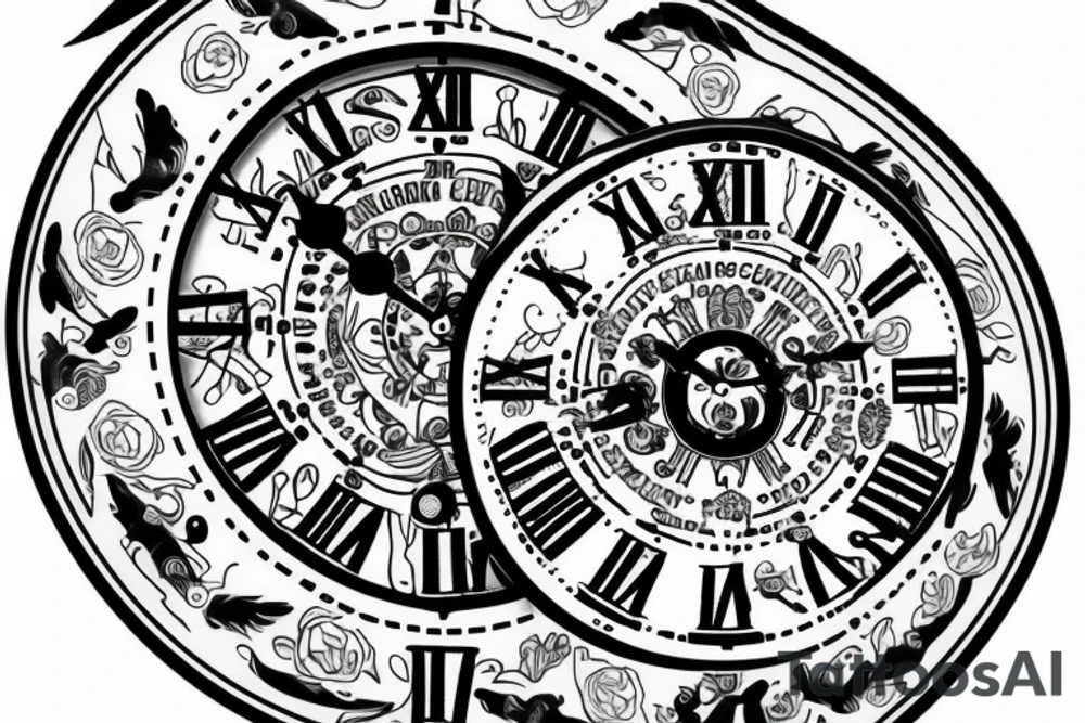 bear cross clock bullet tattoo idea