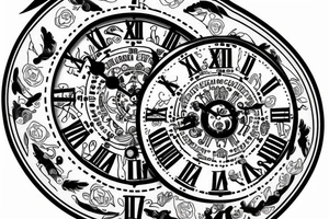 bear cross clock bullet tattoo idea