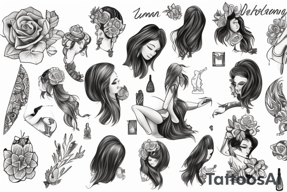 Woman undressing tattoo idea