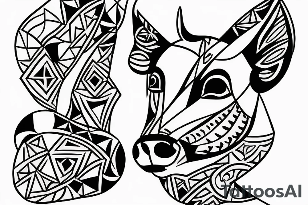 Cow folk art tattoo idea