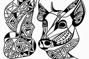 Cow folk art tattoo idea